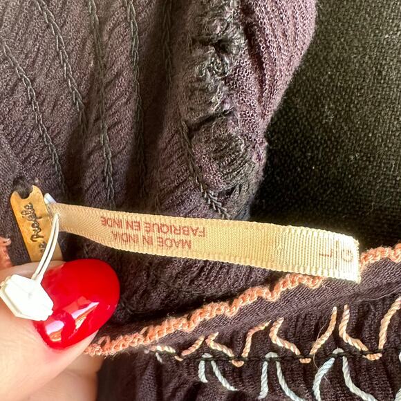 Free People Wind Willow Peasant Mini Boho Embroid. Dress - LG - Picture 10 of 11